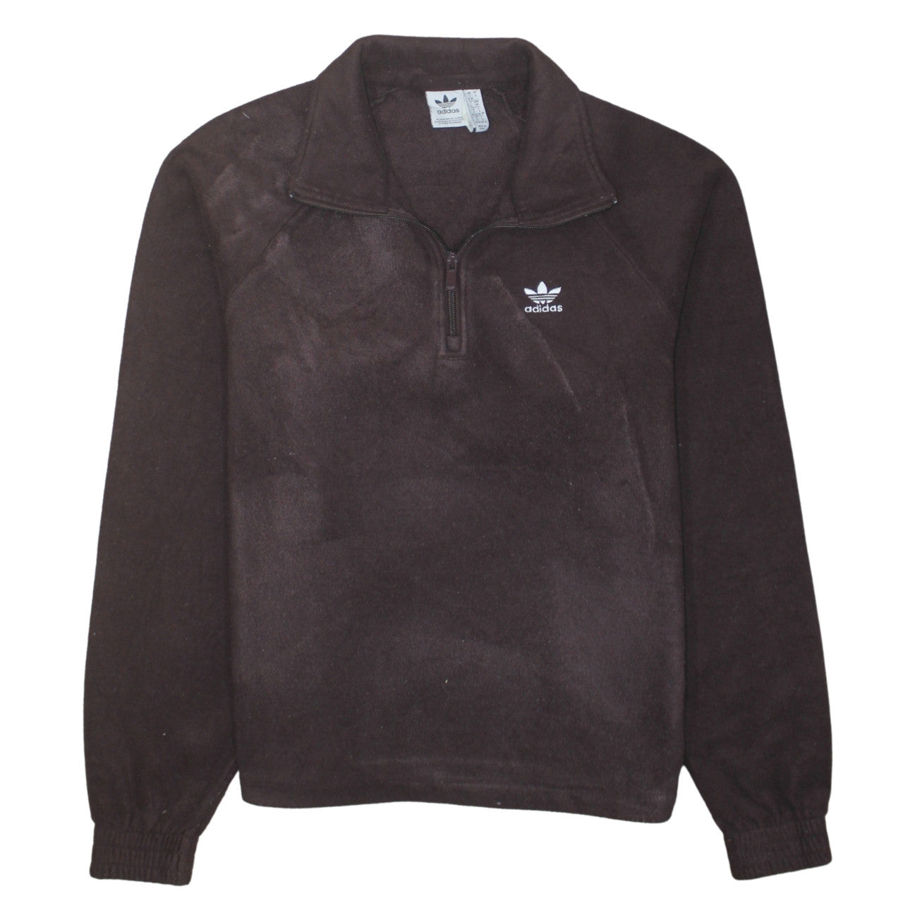 Adidas Women Brown Fleece 1/2 Zip Pullover Sweatshirt Size 8-10