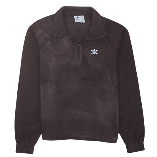 Adidas Women Brown Fleece 1/2 Zip Pullover Sweatshirt Size 8-10