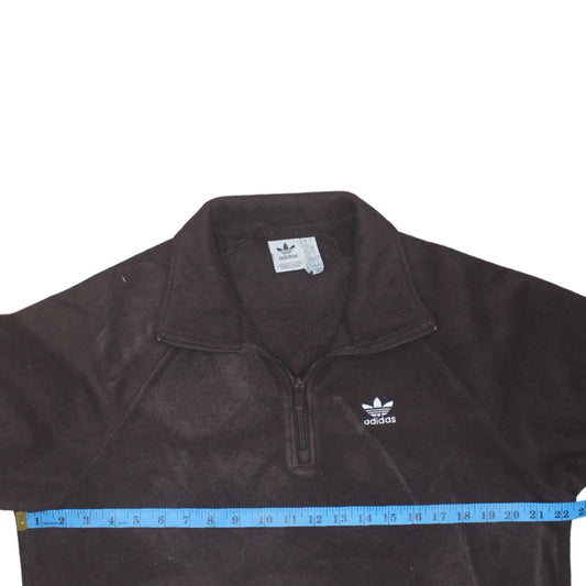 Adidas Women Brown Fleece 1/2 Zip Pullover Sweatshirt Size 8-10