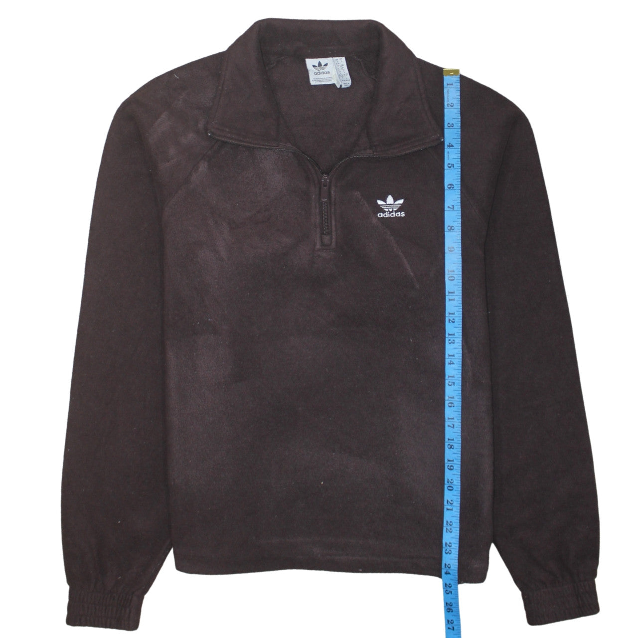 Adidas Women Brown Fleece 1/2 Zip Pullover Sweatshirt Size 8-10
