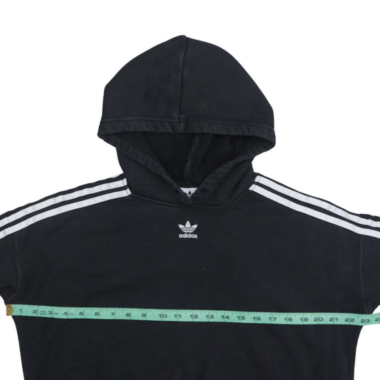 Adidas Womens Black Cropped Pullover Hoodie Size 10 Hooded Casual Sweatshirt