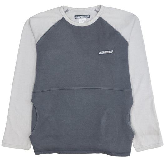 Reebok Women Grey & White Sweatshirt Size 12 Raglan Long Sleeve Pullover