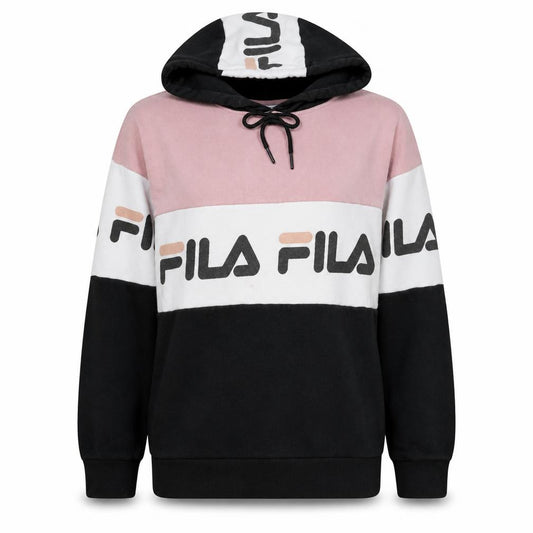 Fila Women’s Pink Black Colourblock Pullover Hoodie Size M