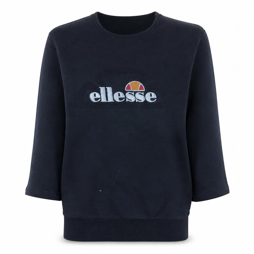 Ellesse Womens Black XS Pullover Sweatshirt Crew Neck Logo Cotton Blend