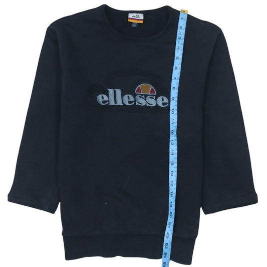 Ellesse Womens Black XS Pullover Sweatshirt Crew Neck Logo Cotton Blend