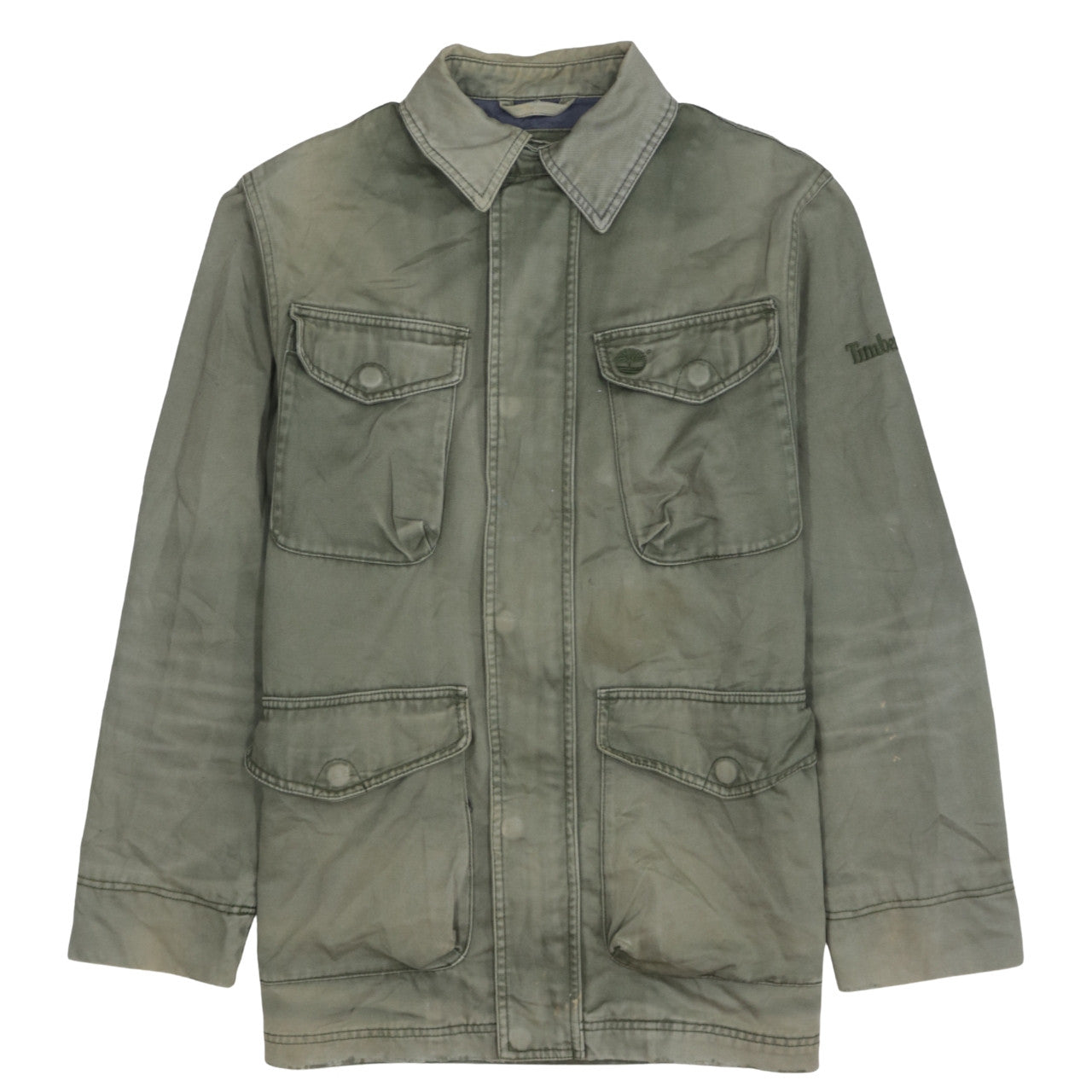 Timberland Men's Green Cotton Military Jacket Size S Regular Fit