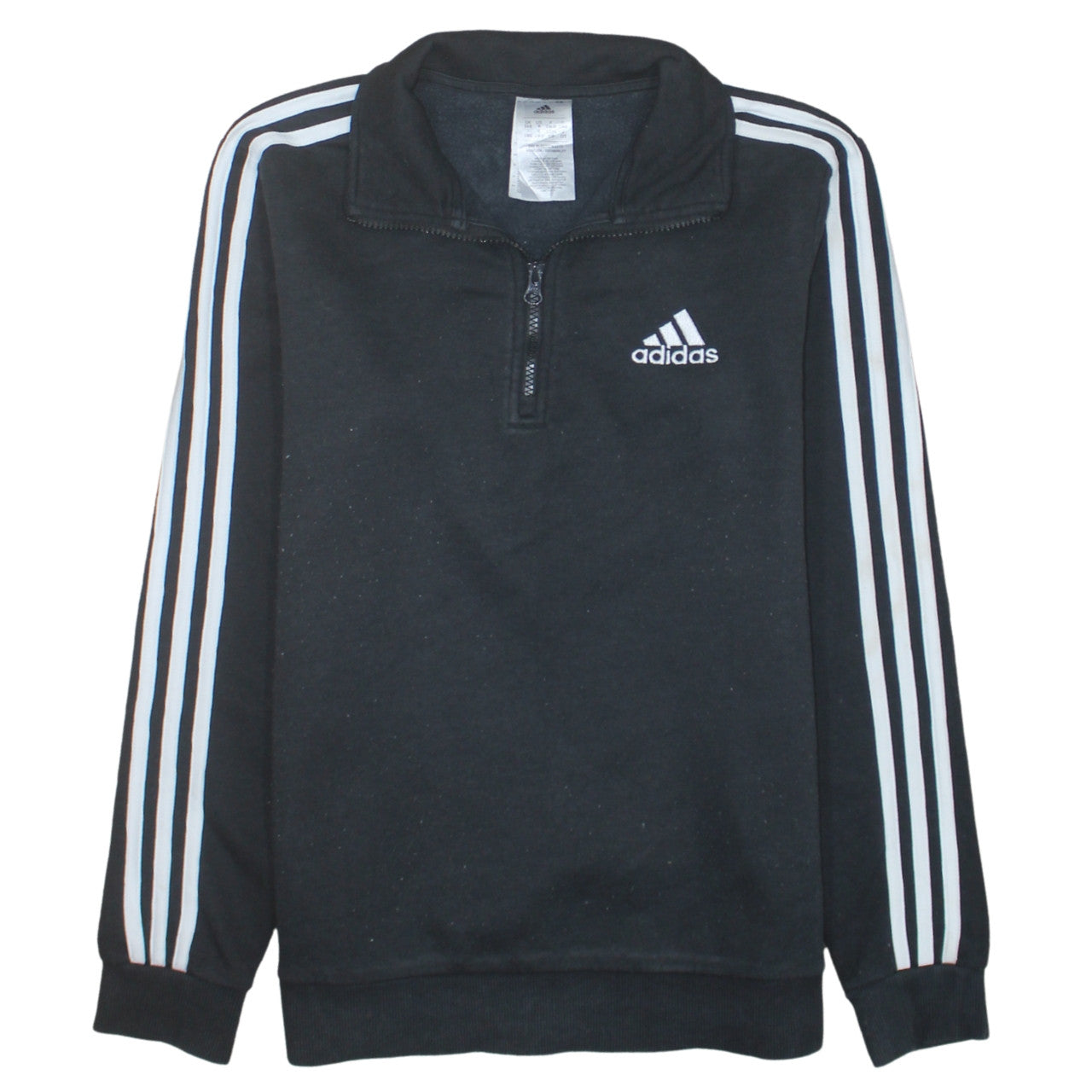 Adidas Women Black 1/4 Zip Sweatshirt S 8-10 Logo Pullover Top