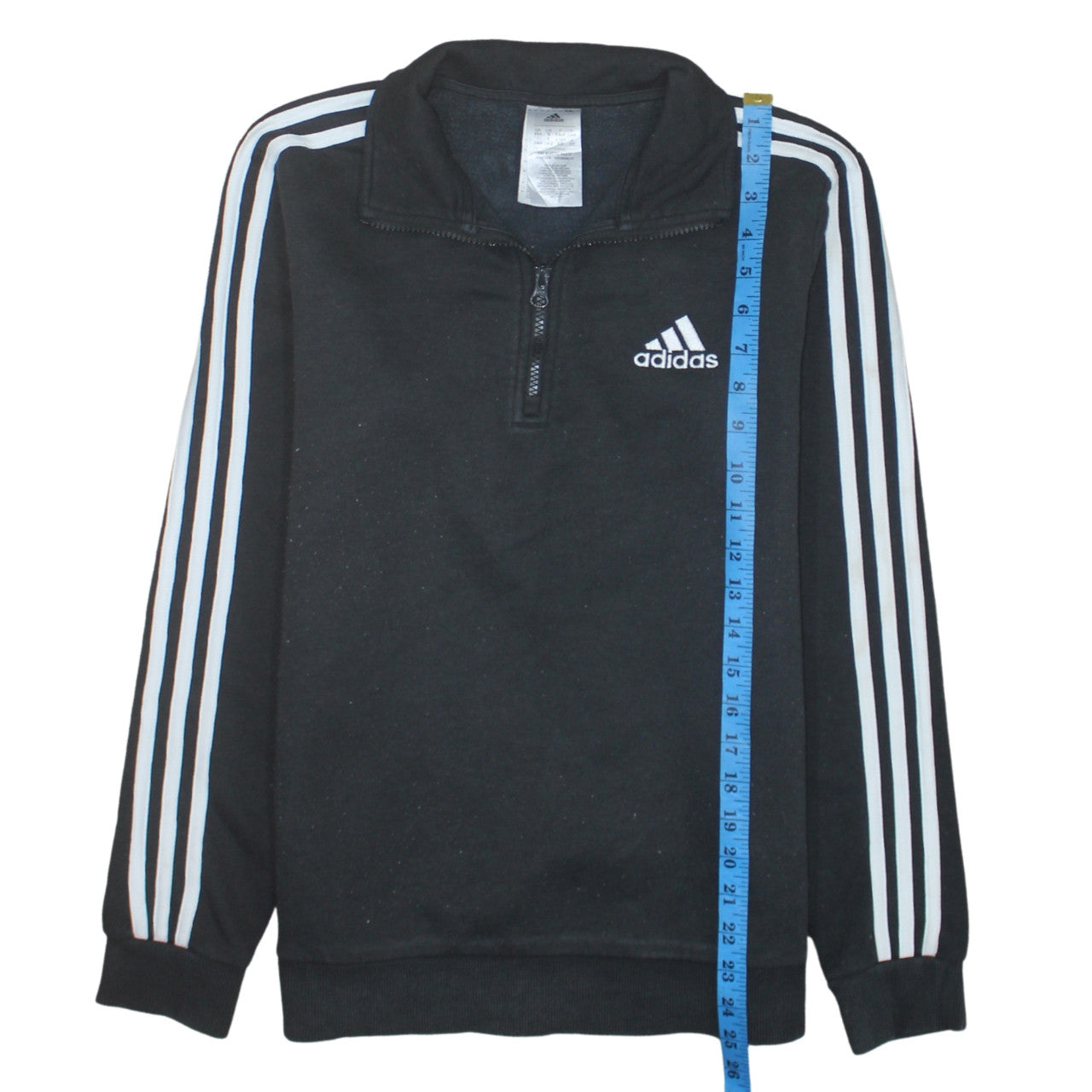 Adidas Women Black 1/4 Zip Sweatshirt S 8-10 Logo Pullover Top