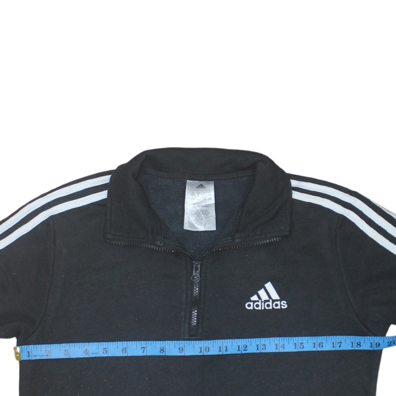 Adidas Women Black 1/4 Zip Sweatshirt S 8-10 Logo Pullover Top