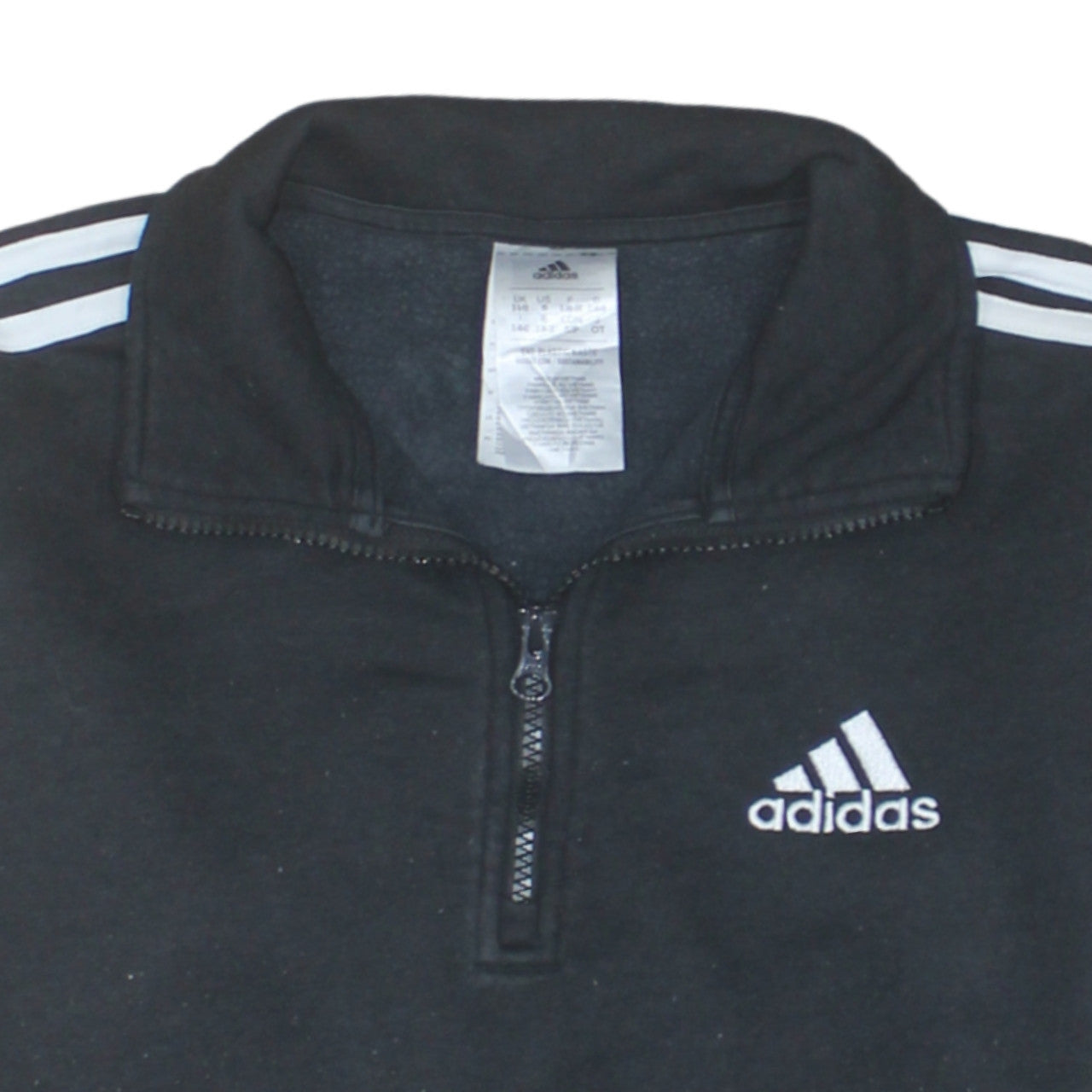 Adidas Women Black 1/4 Zip Sweatshirt S 8-10 Logo Pullover Top
