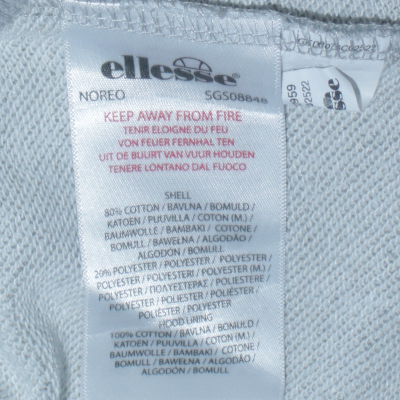 Ellesse Womens Grey Pullover Hoodie UK 6 Cotton Blend Logo Design