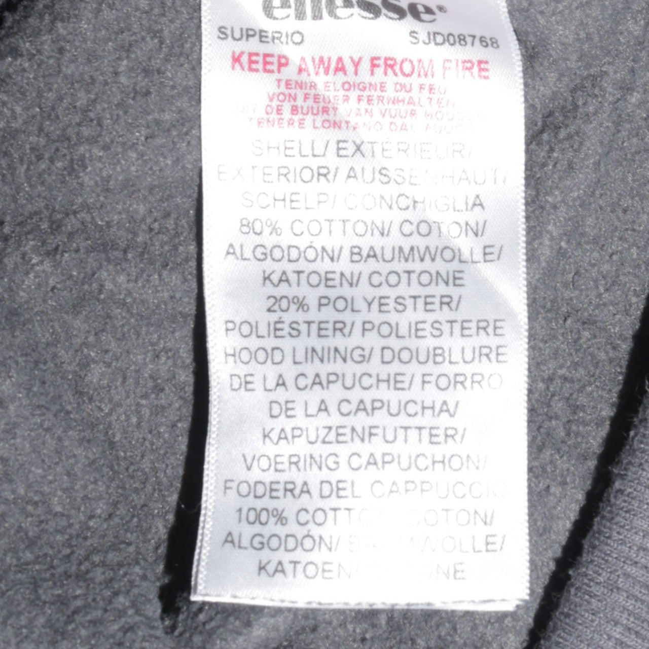 Ellesse Men's Grey & Black Pullover Hoodie XS Cotton Blend