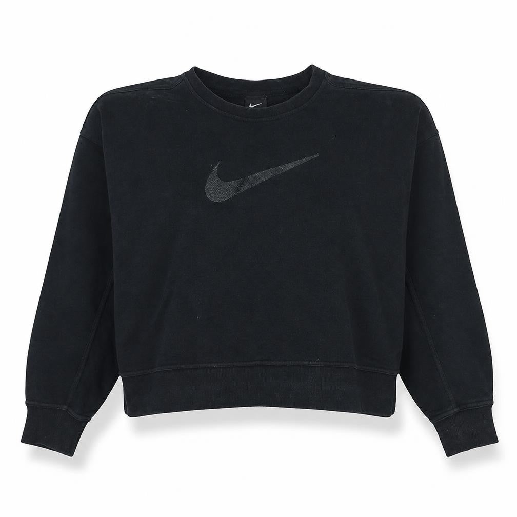 Nike Women Black Crew Neck Pullover Sweatshirt L Cotton Blend