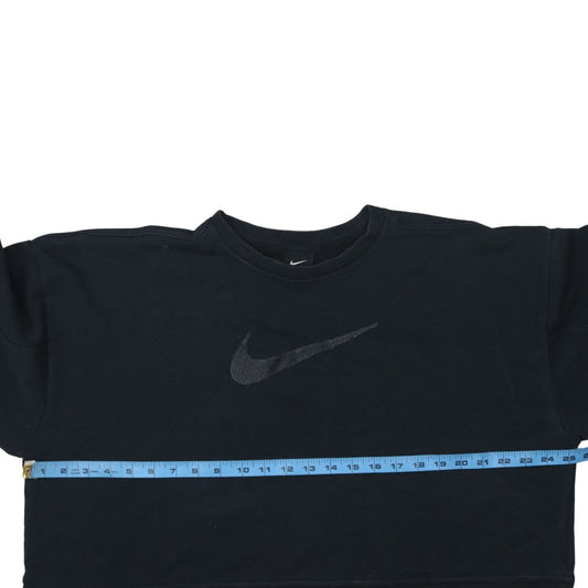 Nike Women Black Crew Neck Pullover Sweatshirt L Cotton Blend