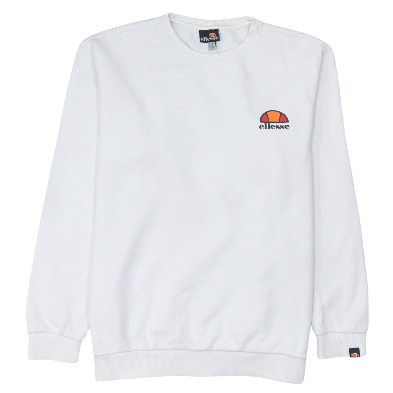 Ellesse Women White XL Pullover Sweatshirt Cotton Blend Logo Crew Neck