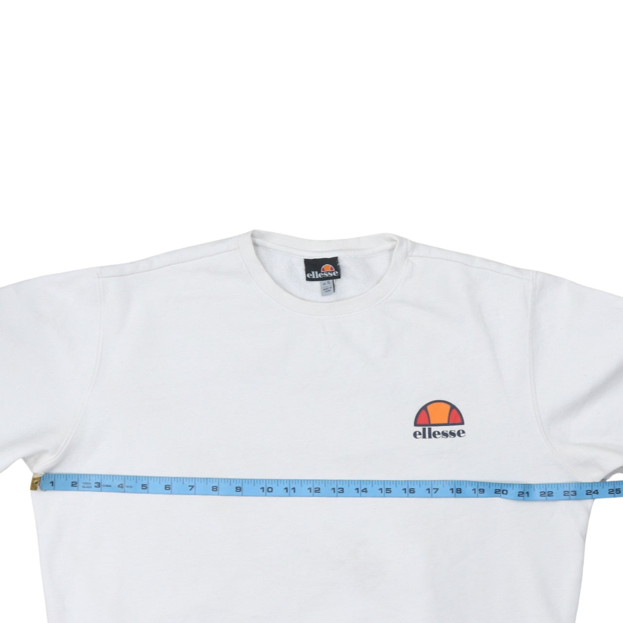 Ellesse Women White XL Pullover Sweatshirt Cotton Blend Logo Crew Neck