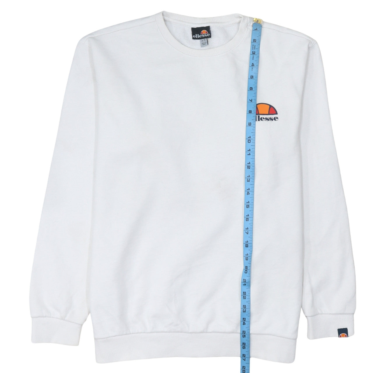 Ellesse Women White XL Pullover Sweatshirt Cotton Blend Logo Crew Neck