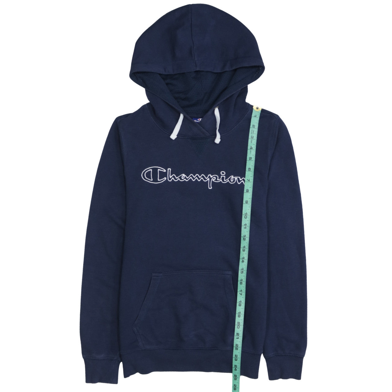 Champion Men's Blue Medium Pullover Hoodie Embroidered Logo