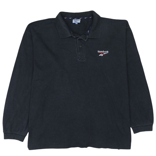 Reebok Men's Black Long Sleeve Cotton Polo Shirt Size L