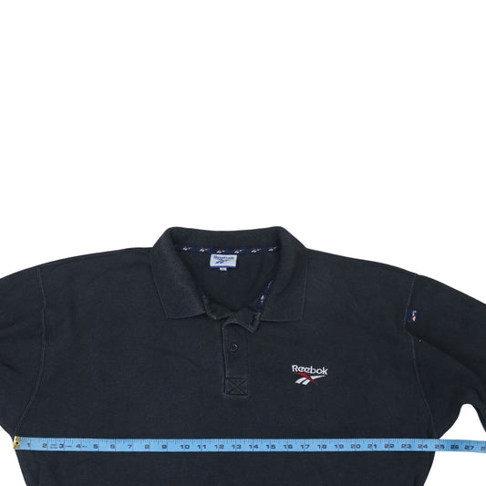 Reebok Men's Black Long Sleeve Cotton Polo Shirt Size L