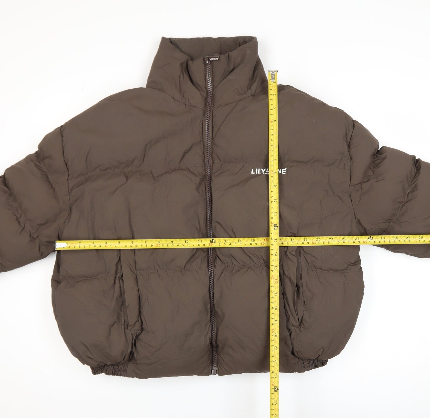 Lilylane Women Brown Puffer Jacket Medium Winter Nylon Zip Coat