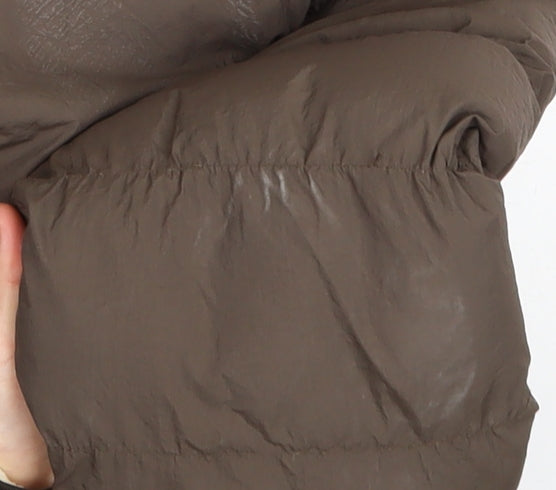 Lilylane Women Brown Puffer Jacket Medium Winter Nylon Zip Coat