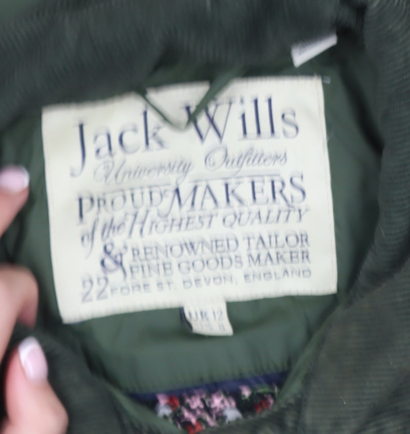 Jack Wills Womens Green Quilted Mid-Length Jacket Size 12