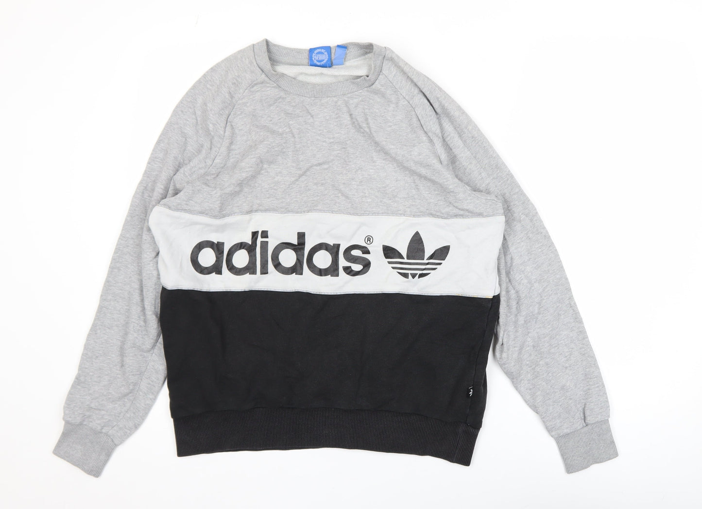 Adidas Women’s Grey Black Colourblock Pullover Sweatshirt Size 12
