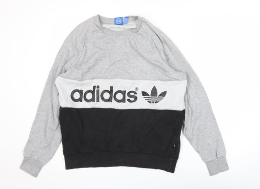 Adidas Women’s Grey Black Colourblock Pullover Sweatshirt Size 12