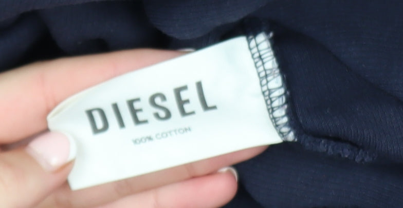 Diesel Mens Blue Logo Crew Neck Cotton Sweatshirt Size L