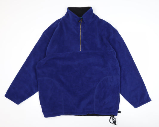 St. Bernard Sport Men's Blue Fleece 1/2 Zip Pullover Sweatshirt M