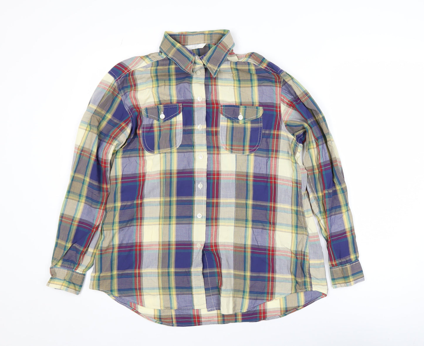 Marks and Spencer Men's Multicoloured Plaid Long Sleeve Regular Fit Cotton Shirt