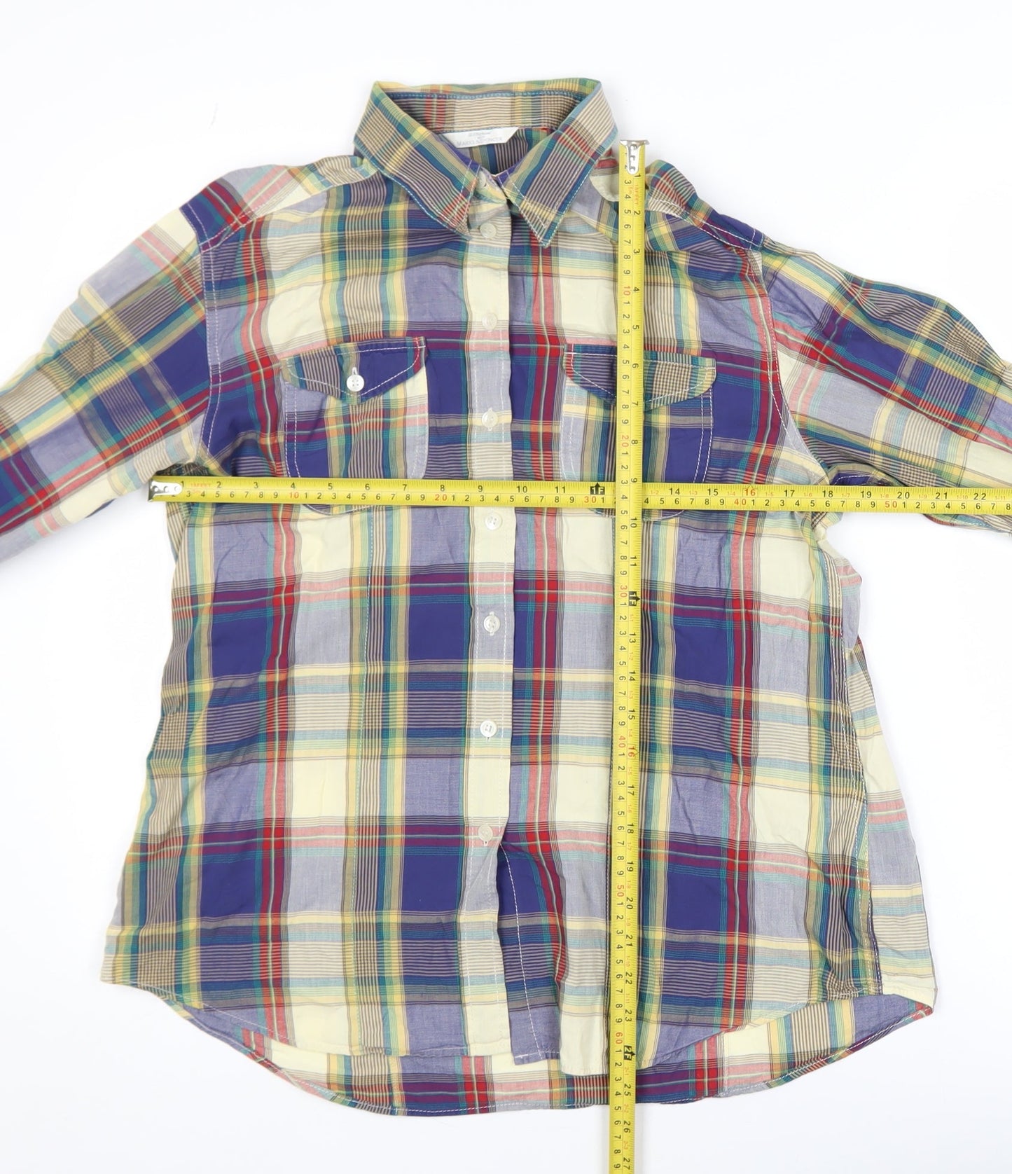 Marks and Spencer Men's Multicoloured Plaid Long Sleeve Regular Fit Cotton Shirt