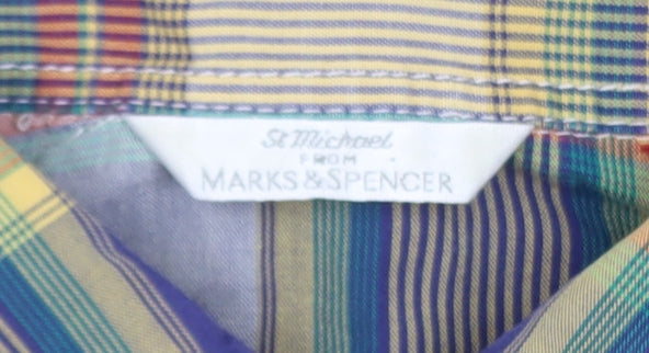 Marks and Spencer Men's Multicoloured Plaid Long Sleeve Regular Fit Cotton Shirt