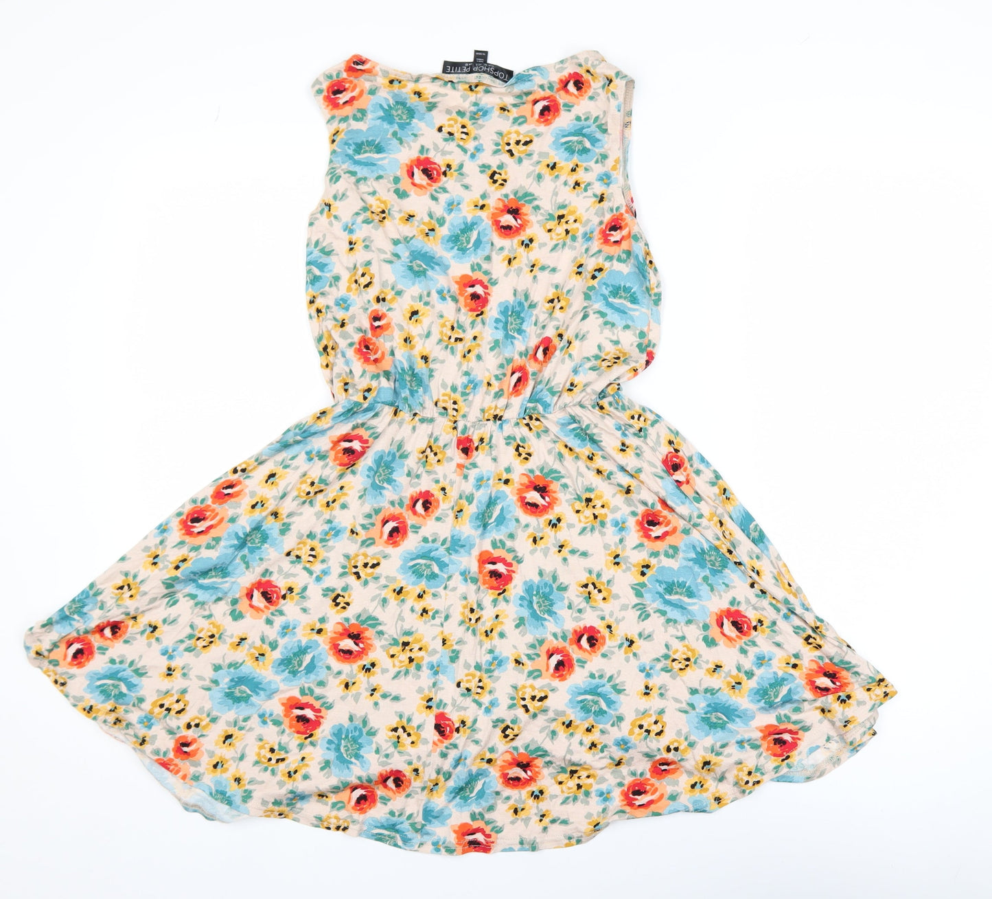 Topshop Petite Women’s Multicoloured Floral Skater Dress Size 10
