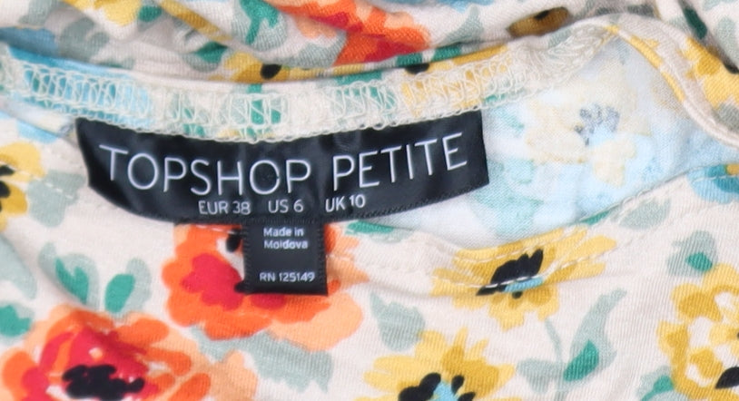 Topshop Petite Women’s Multicoloured Floral Skater Dress Size 10