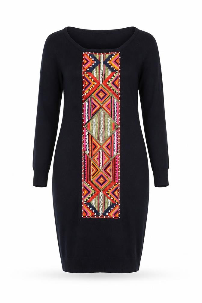 Warehouse Women Black UK 6 Bodycon Embroidered Long Sleeve Dress
