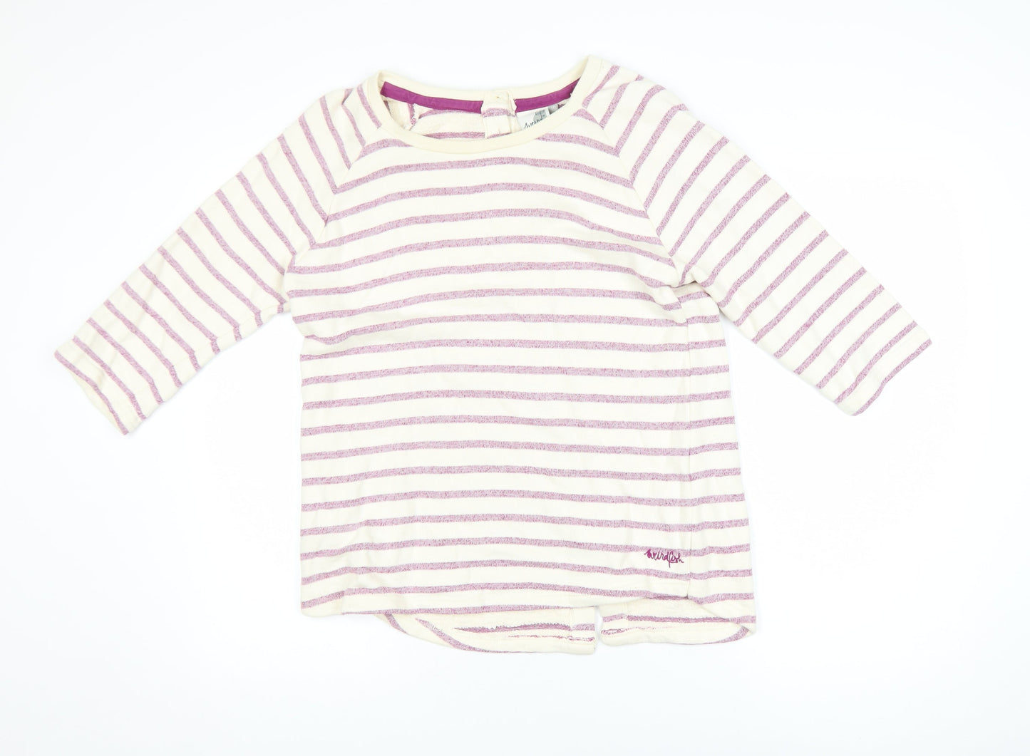 Weird Fish Women’s Multicoloured Striped 3/4 Sleeve Cotton T-Shirt Size 10