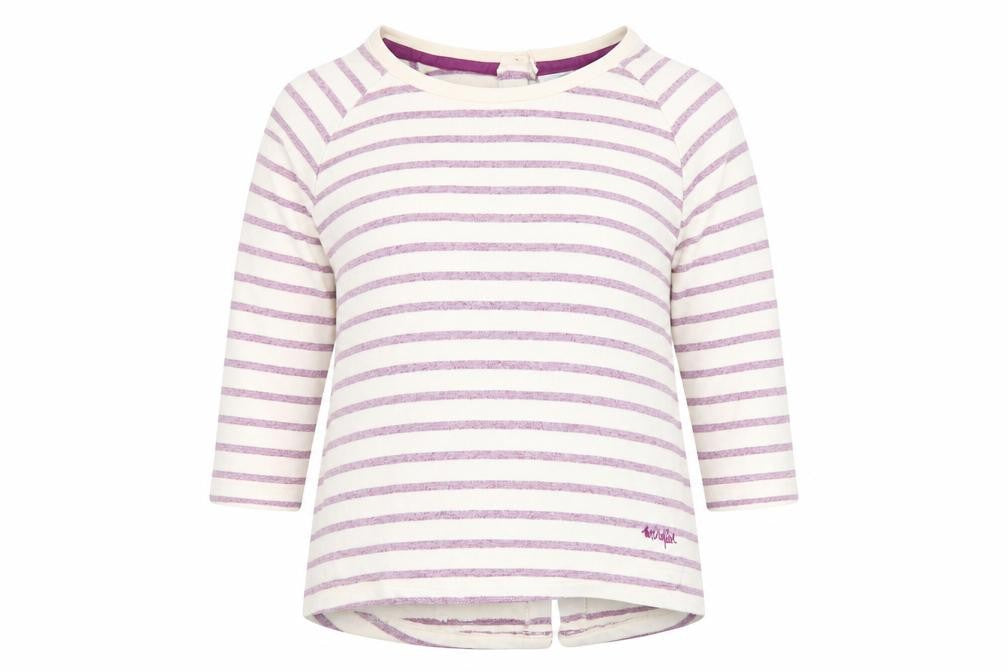 Weird Fish Women’s Multicoloured Striped 3/4 Sleeve Cotton T-Shirt Size 10