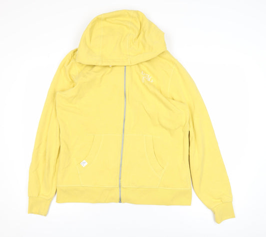 Lazy Jacks Women Yellow Full Zip Hooded Basic Jacket UK 12
