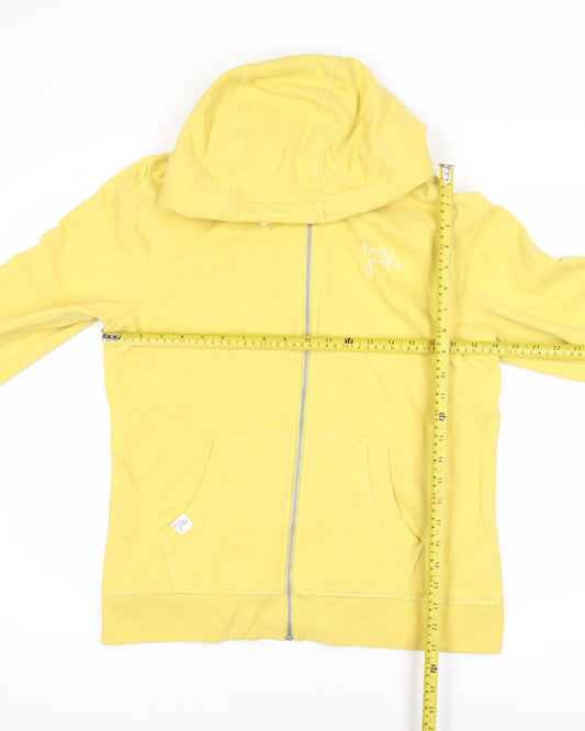 Lazy Jacks Women Yellow Full Zip Hooded Basic Jacket UK 12