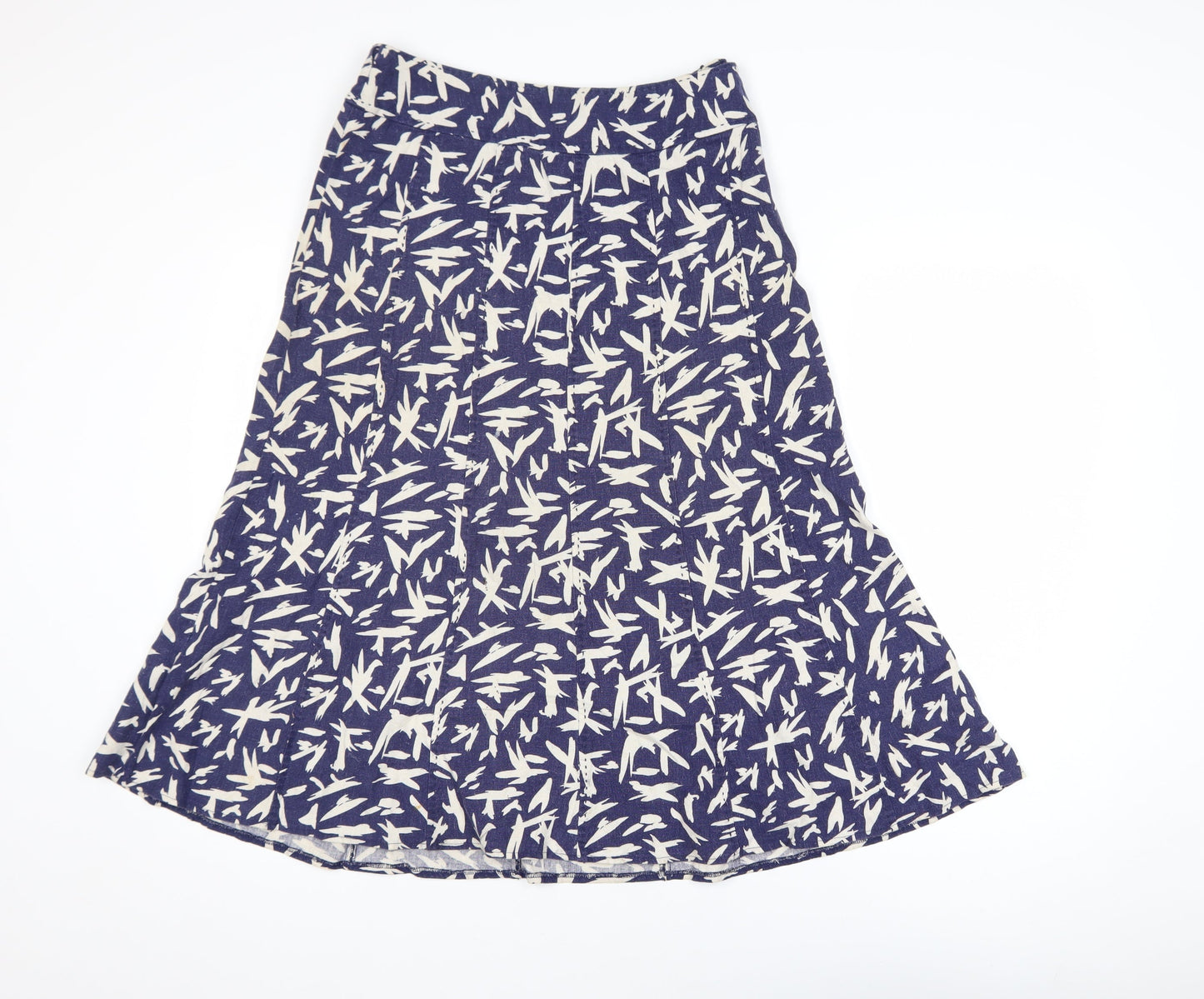EWM Women Blue A-Line Midi Skirt Size 10 Cotton Blend