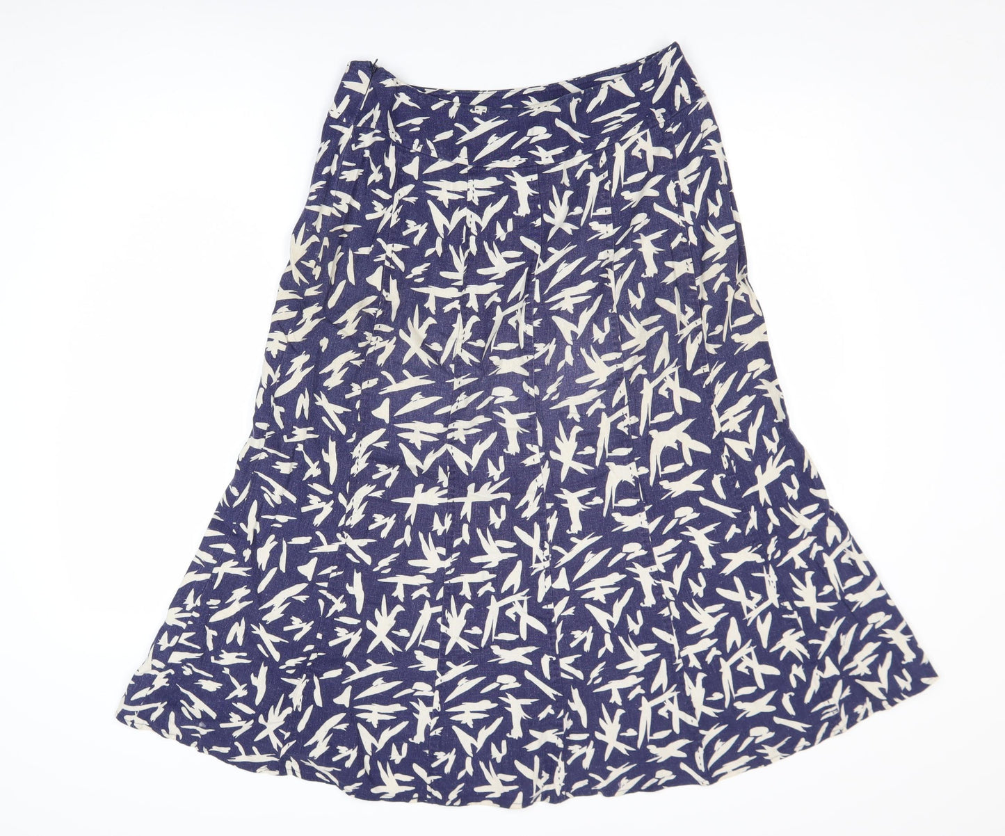 EWM Women Blue A-Line Midi Skirt Size 10 Cotton Blend