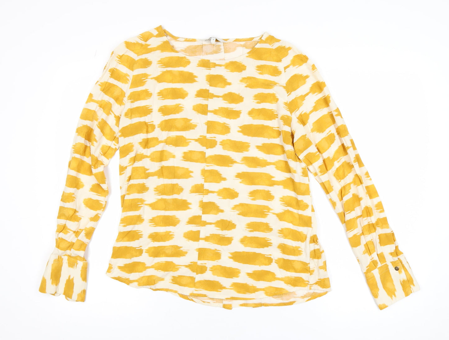 Next Women’s Yellow White Viscose Long Sleeve Blouse Size 10