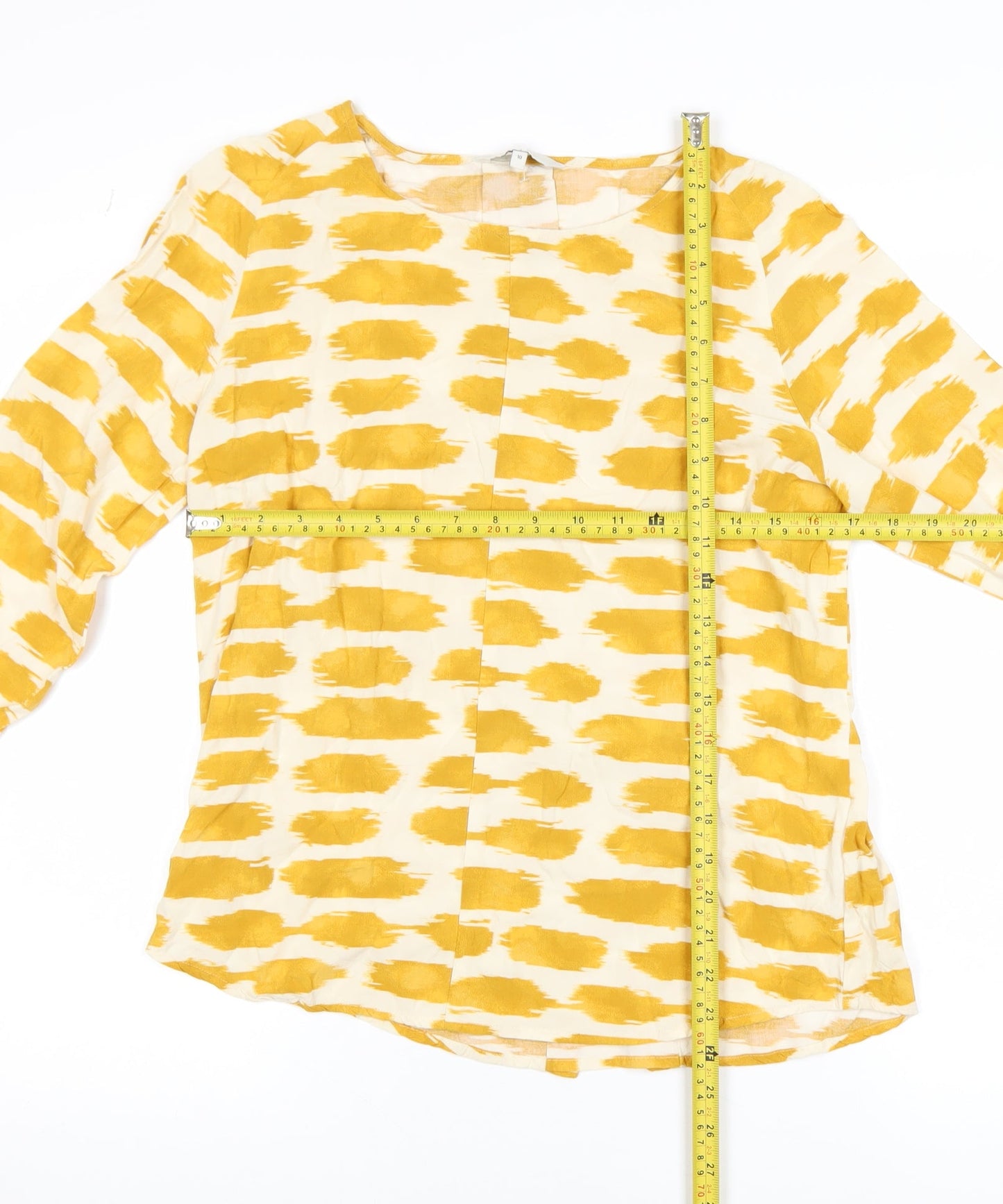 Next Women’s Yellow White Viscose Long Sleeve Blouse Size 10