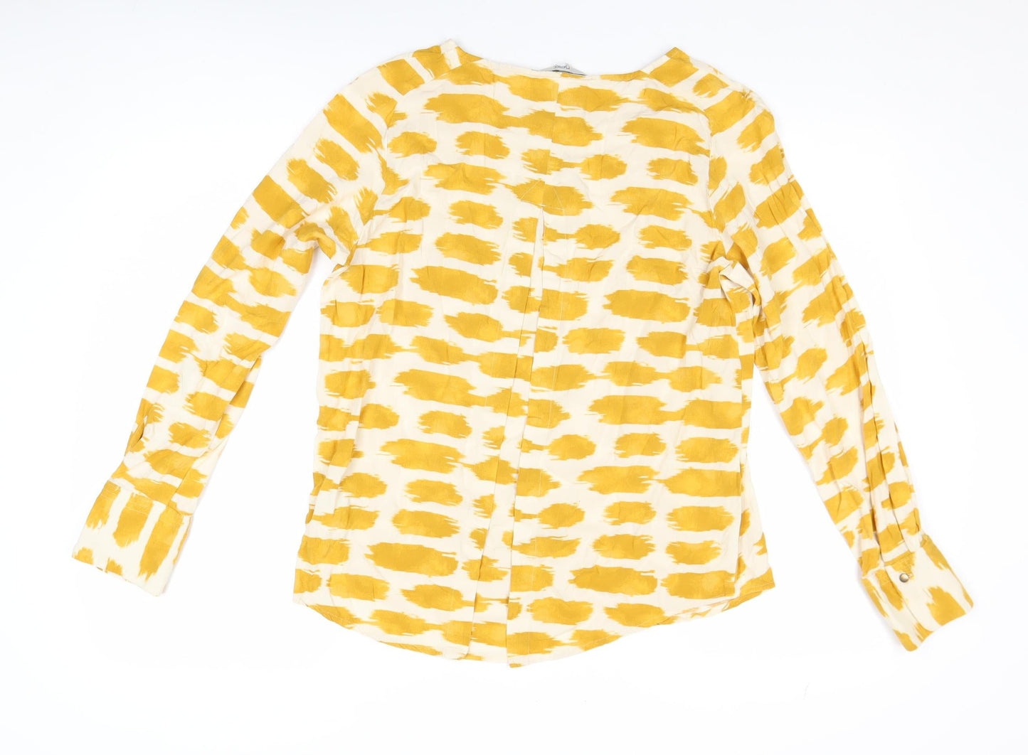 Next Women’s Yellow White Viscose Long Sleeve Blouse Size 10