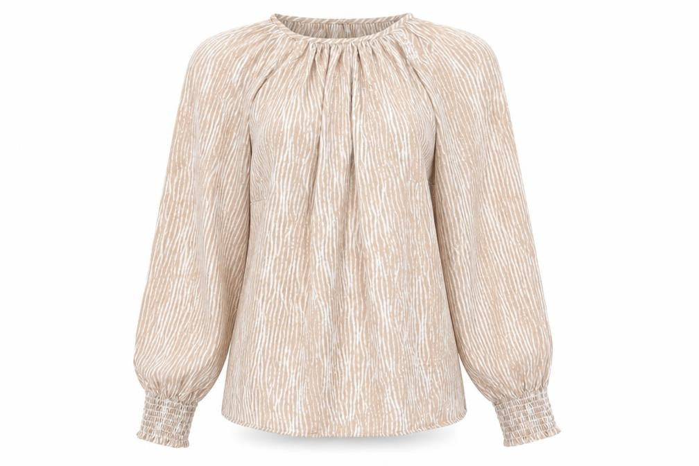 JD Williams Women's Beige Striped Long Sleeve Tunic Blouse Size 10