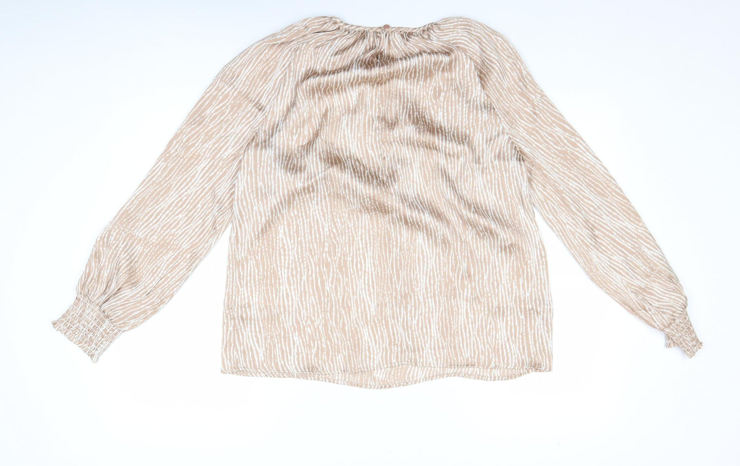 JD Williams Women's Beige Striped Long Sleeve Tunic Blouse Size 10