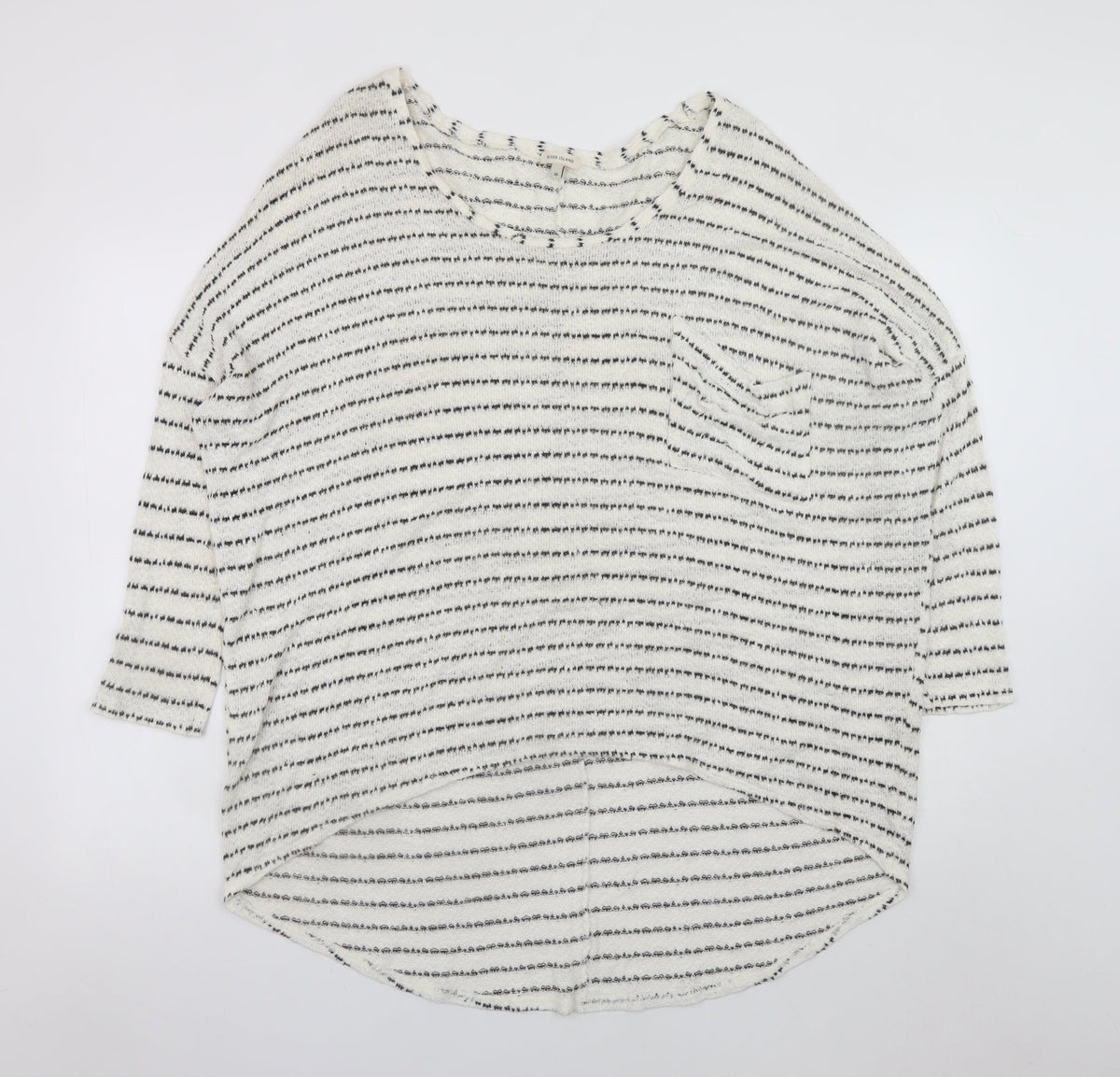 River Island Women's Black White Striped Jersey Top Size 16