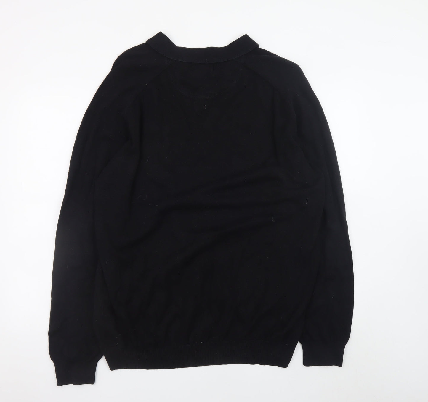 EASY Men’s Black 2XL Collared Long Sleeve Button-Up Cotton Jumper